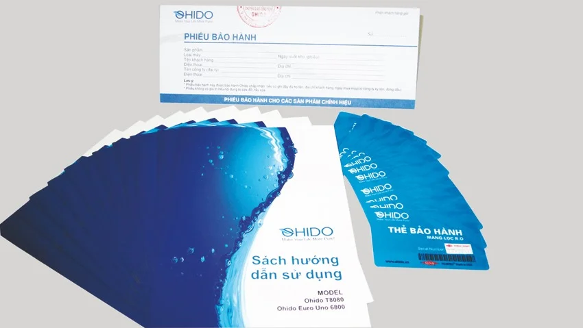 thẻ bảo hành và phiếu bảo hành máy lọc nước Ohido
