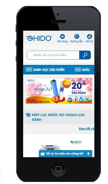 website ohido trên điện thoại